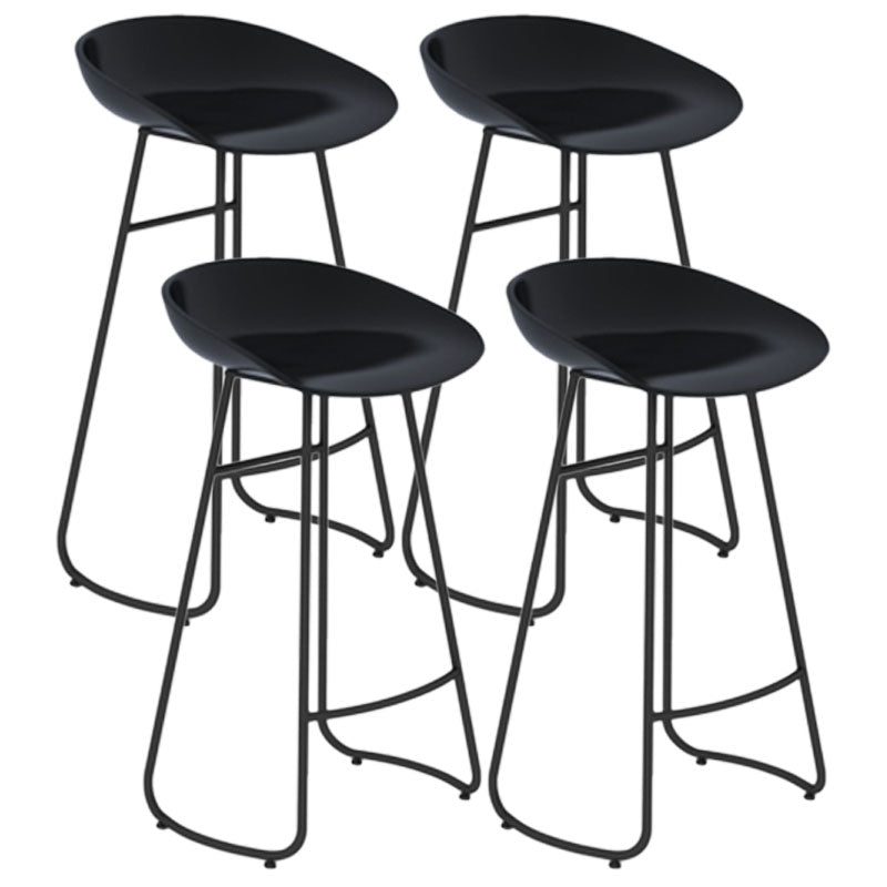 Modern Armless Backrest Counter Stool Iron Dessert Shop Bar Stool with Plastic Seat