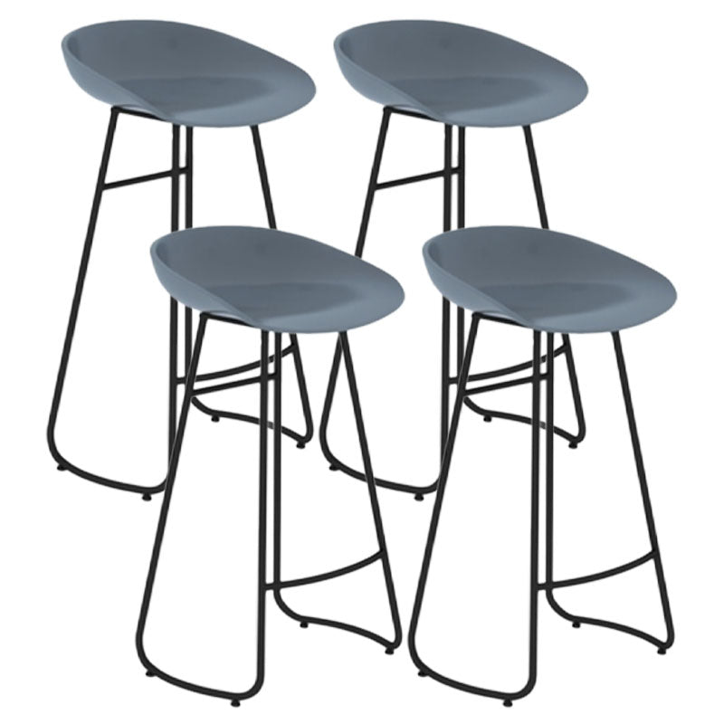 Modern Armless Backrest Counter Stool Iron Dessert Shop Bar Stool with Plastic Seat