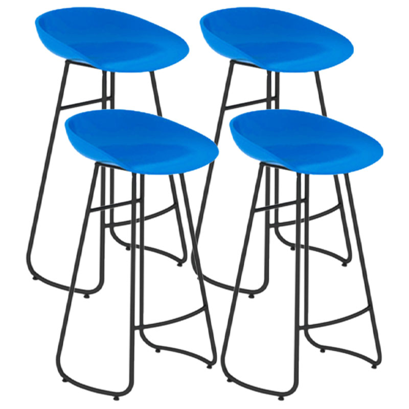 Modern Armless Backrest Counter Stool Iron Dessert Shop Bar Stool with Plastic Seat
