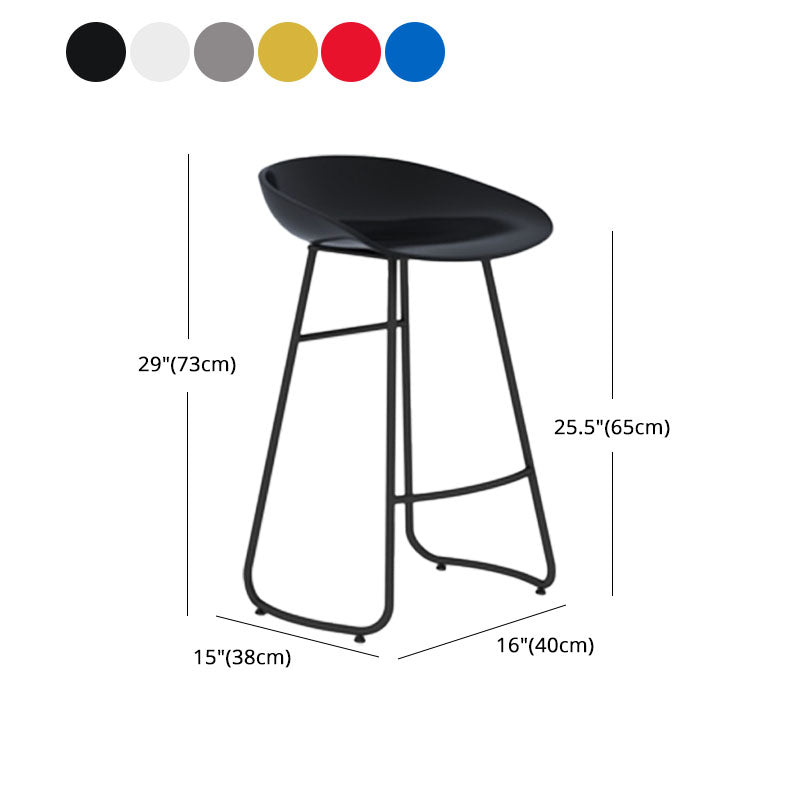 Modern Armless Backrest Counter Stool Iron Dessert Shop Bar Stool with Plastic Seat