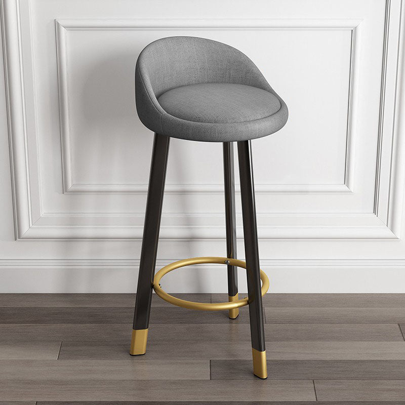 Modern Armless Backrest Counter Stool Steel Kitchen Bar Stool with Pedal, 1 Piece