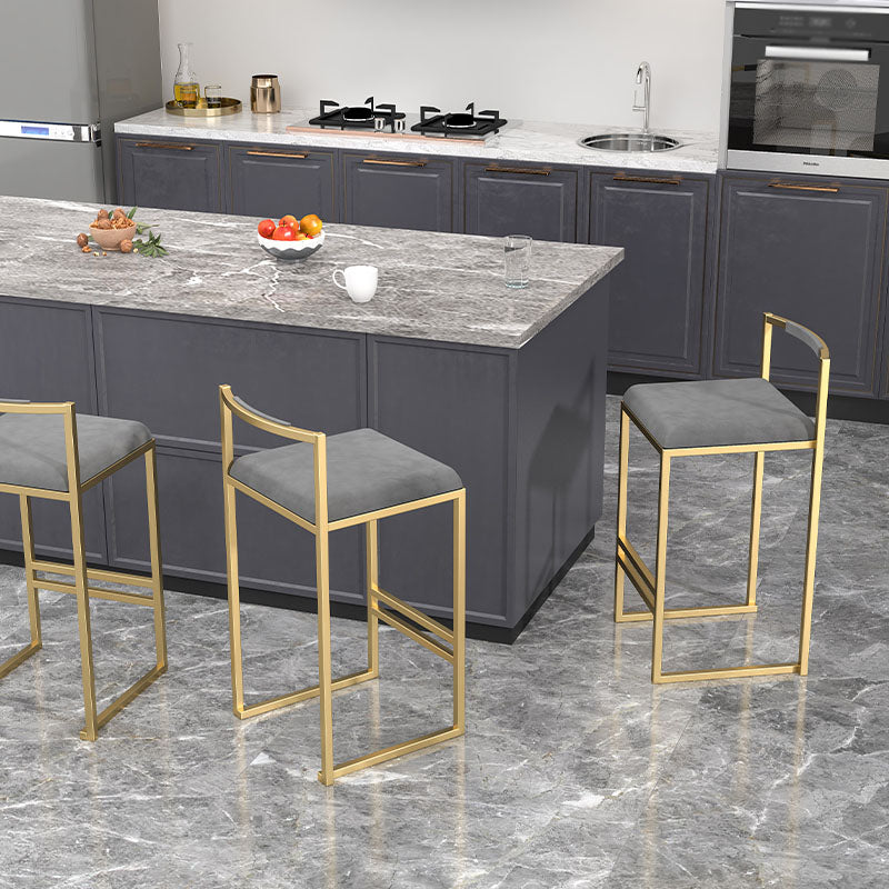 Glam Taburete de Bar con Respaldo sin Brazos, Taburete de Bar de Hierro para Sala de Estar con cojín de Terciopelo, 1 Pieza