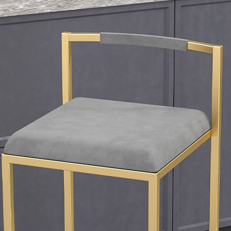 Glam Taburete de Bar con Respaldo sin Brazos, Taburete de Bar de Hierro para Sala de Estar con cojín de Terciopelo, 1 Pieza