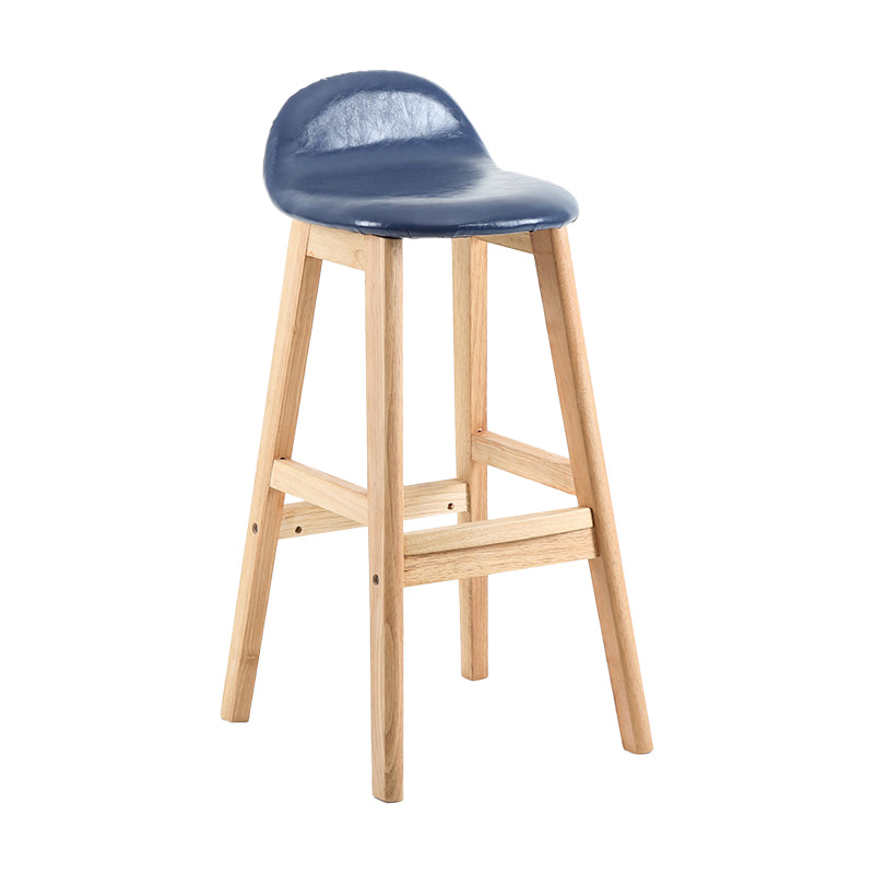 Taburete de bar sin brazos con respaldo moderno, taburete de bar de madera para tienda de postres con cojín y pedal