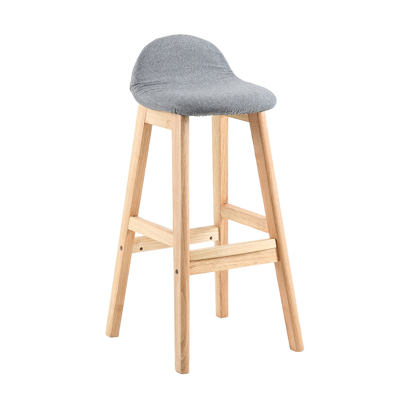 Taburete de bar sin brazos con respaldo moderno, taburete de bar de madera para tienda de postres con cojín y pedal