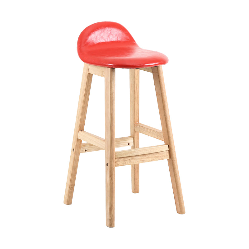 Taburete de bar sin brazos con respaldo moderno, taburete de bar de madera para tienda de postres con cojín y pedal