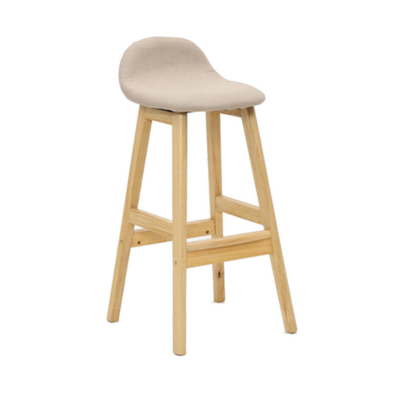 Taburete de bar sin brazos con respaldo moderno, taburete de bar de madera para tienda de postres con cojín y pedal