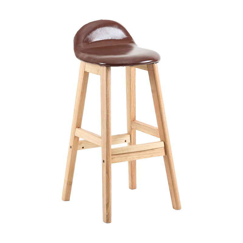Taburete de bar sin brazos con respaldo moderno, taburete de bar de madera para tienda de postres con cojín y pedal