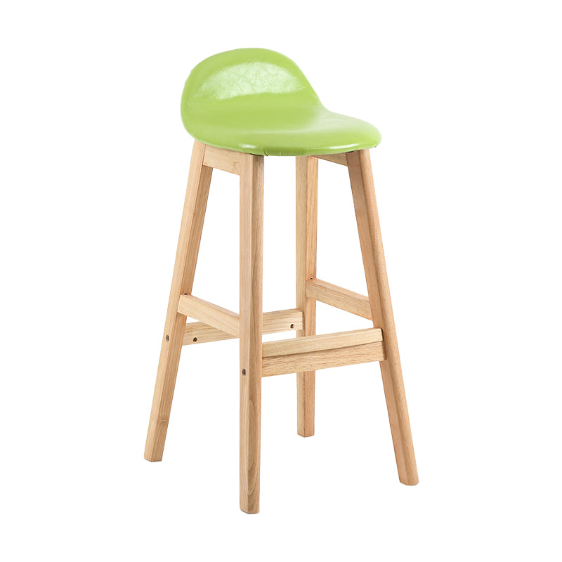 Taburete de bar sin brazos con respaldo moderno, taburete de bar de madera para tienda de postres con cojín y pedal