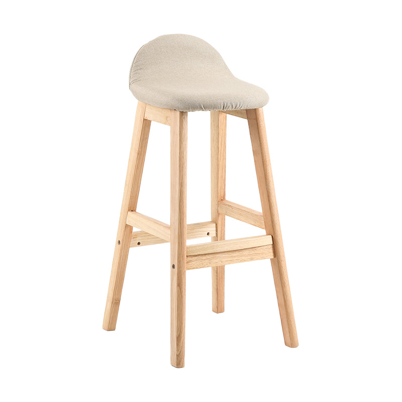 Taburete de bar sin brazos con respaldo moderno, taburete de bar de madera para tienda de postres con cojín y pedal