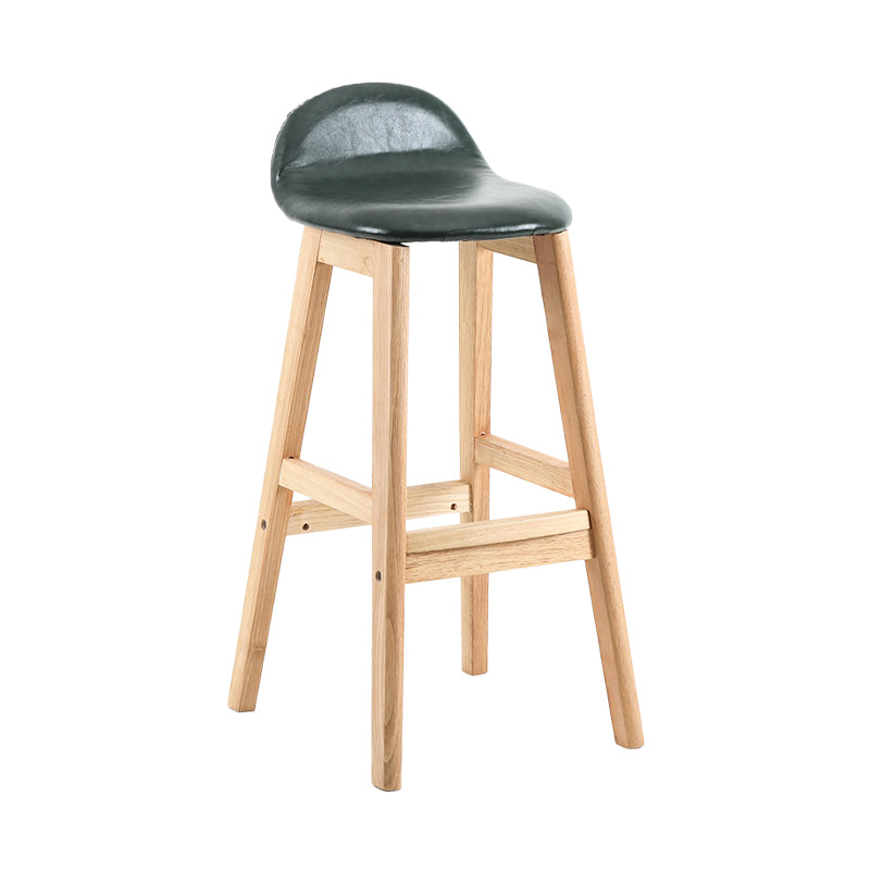 Taburete de bar sin brazos con respaldo moderno, taburete de bar de madera para tienda de postres con cojín y pedal