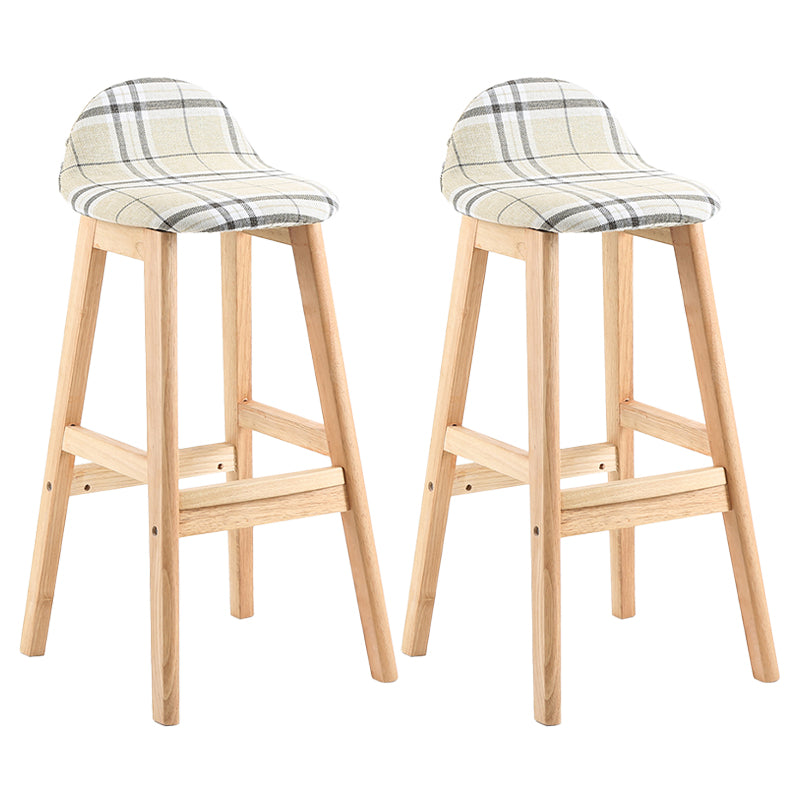 Taburete de bar sin brazos con respaldo moderno, taburete de bar de madera para tienda de postres con cojín y pedal