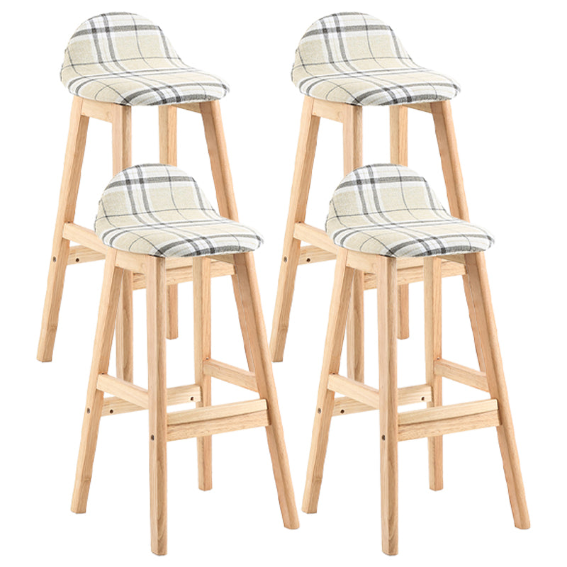 Taburete de bar sin brazos con respaldo moderno, taburete de bar de madera para tienda de postres con cojín y pedal