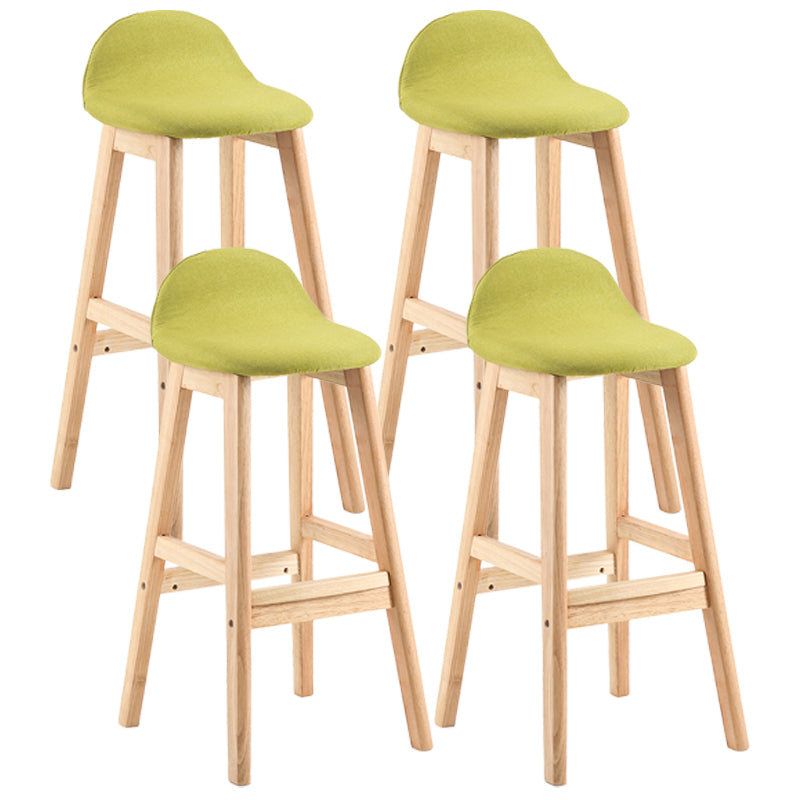 Taburete de bar sin brazos con respaldo moderno, taburete de bar de madera para tienda de postres con cojín y pedal