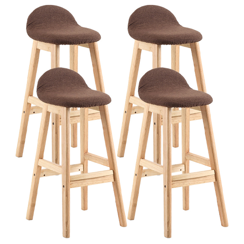 Taburete de bar sin brazos con respaldo moderno, taburete de bar de madera para tienda de postres con cojín y pedal