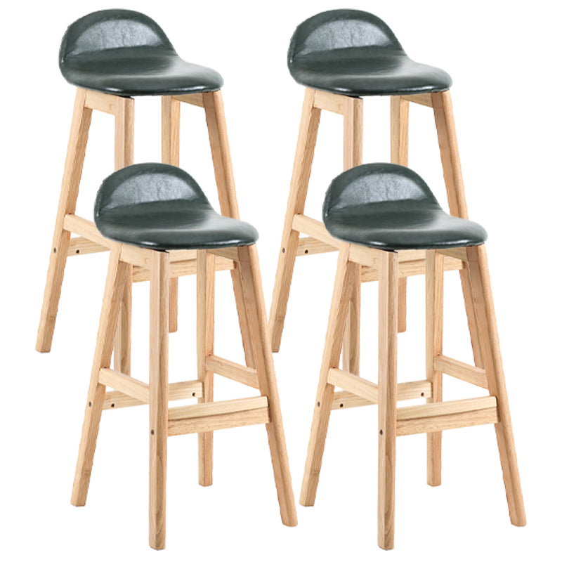 Taburete de bar sin brazos con respaldo moderno, taburete de bar de madera para tienda de postres con cojín y pedal