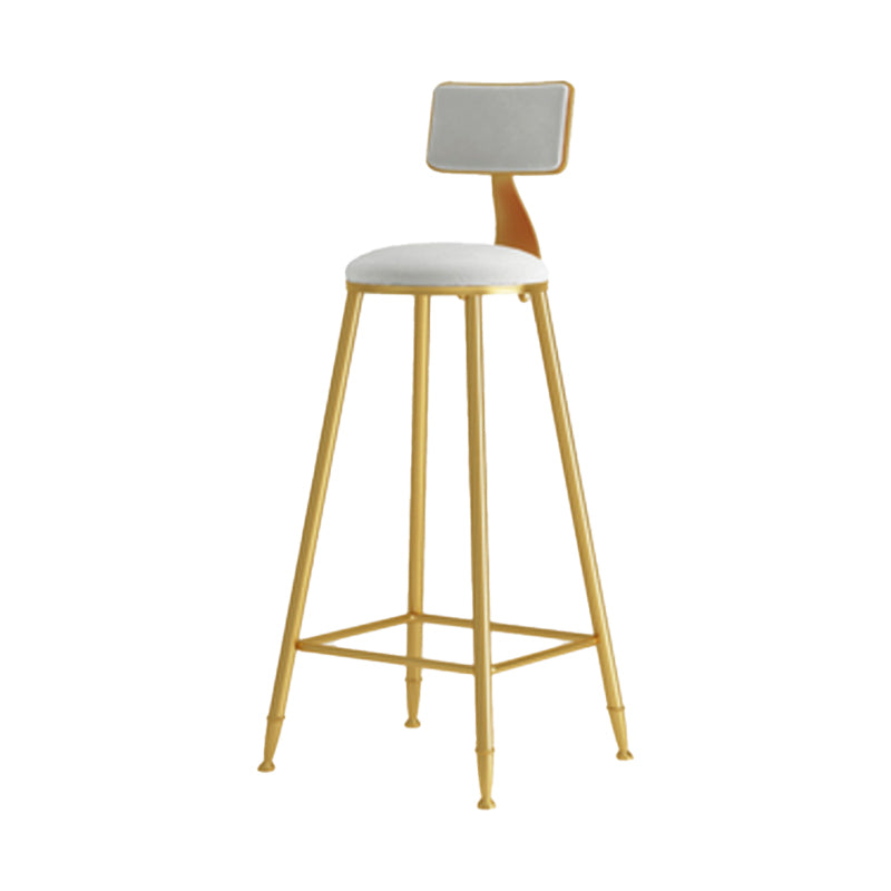 Glam Armless Backrest Counter Stool Iron Cafe Bar Stool with Pedal and Velvet Cushion