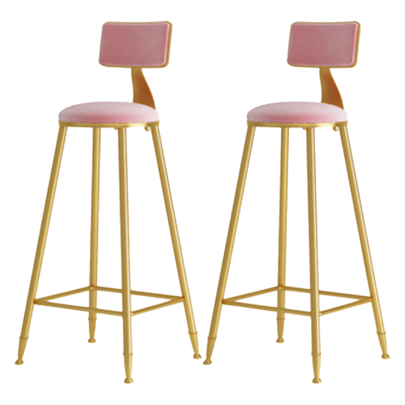 Glam Armless Backrest Counter Stool Iron Cafe Bar Stool with Pedal and Velvet Cushion