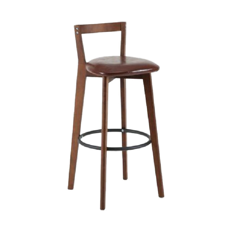 Modern Backrest Armless Counter Stool Wood kitchen Bar Stool with Cushion and Pedal
