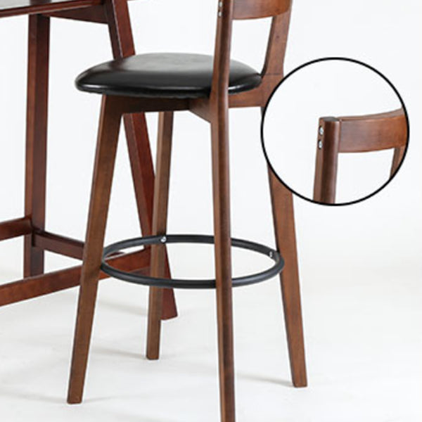 Modern Backrest Armless Counter Stool Wood kitchen Bar Stool with Cushion and Pedal