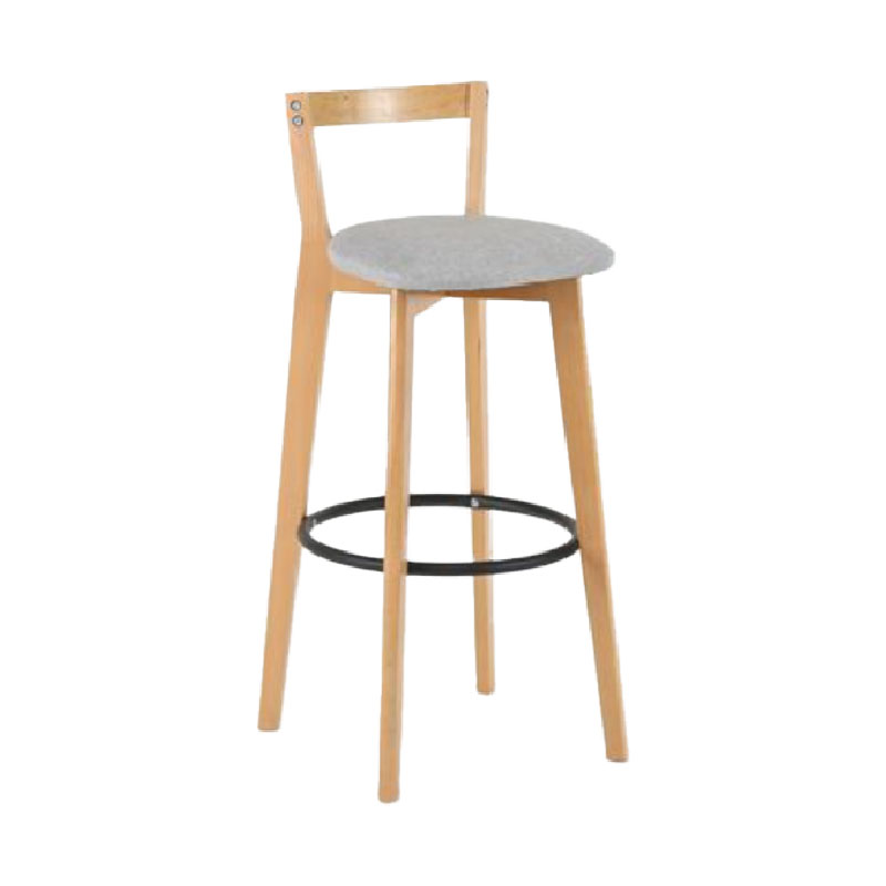 Modern Backrest Armless Counter Stool Wood kitchen Bar Stool with Cushion and Pedal