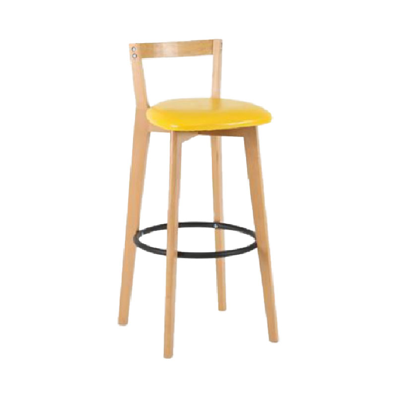 Modern Backrest Armless Counter Stool Wood kitchen Bar Stool with Cushion and Pedal