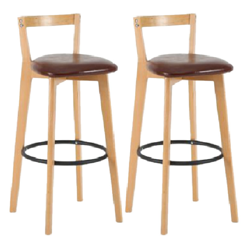 Modern Backrest Armless Counter Stool Wood kitchen Bar Stool with Cushion and Pedal