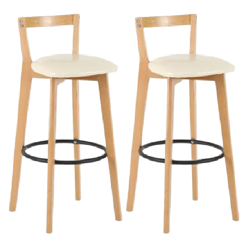 Modern Backrest Armless Counter Stool Wood kitchen Bar Stool with Cushion and Pedal