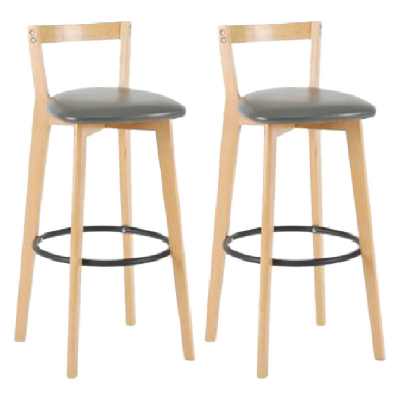 Modern Backrest Armless Counter Stool Wood kitchen Bar Stool with Cushion and Pedal