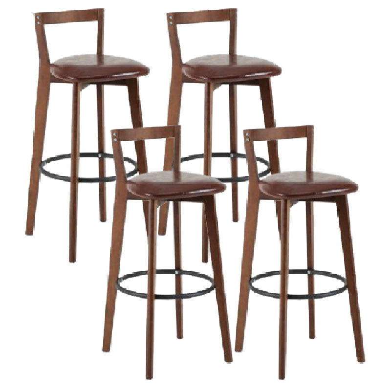 Modern Backrest Armless Counter Stool Wood kitchen Bar Stool with Cushion and Pedal