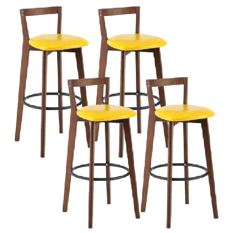 Modern Backrest Armless Counter Stool Wood kitchen Bar Stool with Cushion and Pedal