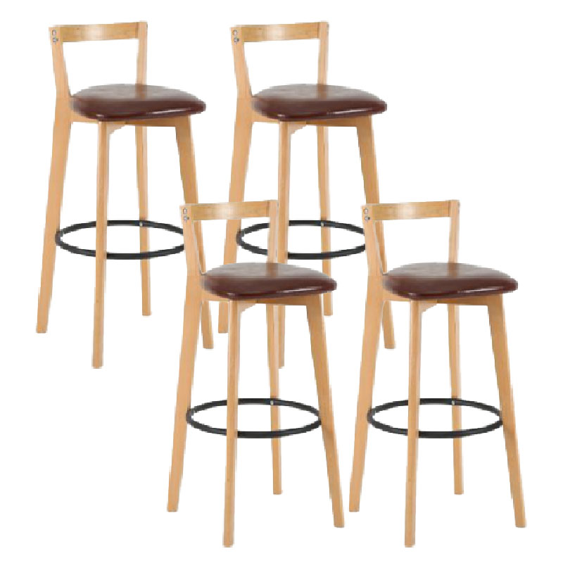 Modern Backrest Armless Counter Stool Wood kitchen Bar Stool with Cushion and Pedal