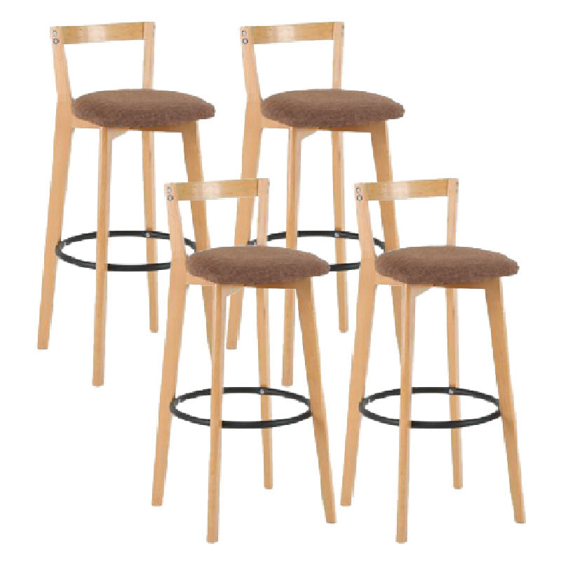 Modern Backrest Armless Counter Stool Wood kitchen Bar Stool with Cushion and Pedal