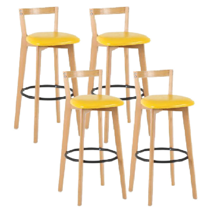 Modern Backrest Armless Counter Stool Wood kitchen Bar Stool with Cushion and Pedal
