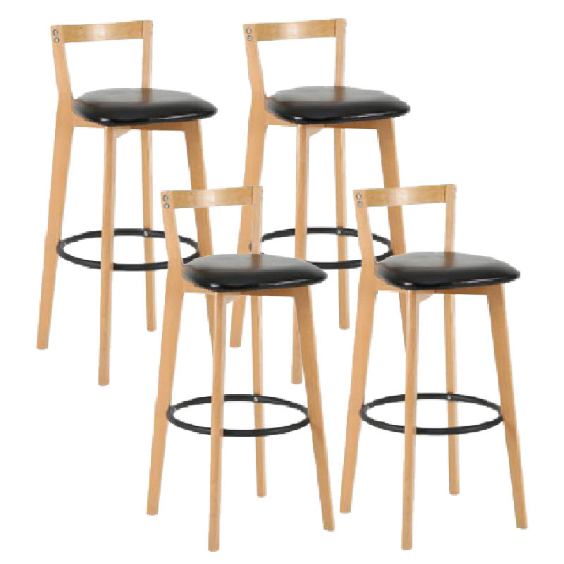 Modern Backrest Armless Counter Stool Wood kitchen Bar Stool with Cushion and Pedal