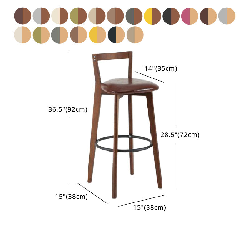 Modern Backrest Armless Counter Stool Wood kitchen Bar Stool with Cushion and Pedal
