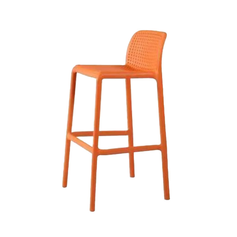 Taburete de bar de plástico contemporáneo, taburete de bar Bristol con reposapiés y respaldo bajo