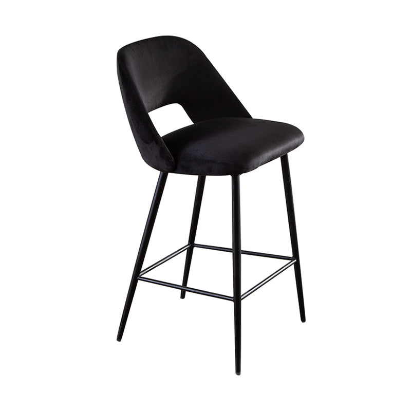 Taburete de bar tapizado de metal contemporáneo, taburete de bar Bristol con respaldo bajo para cocina