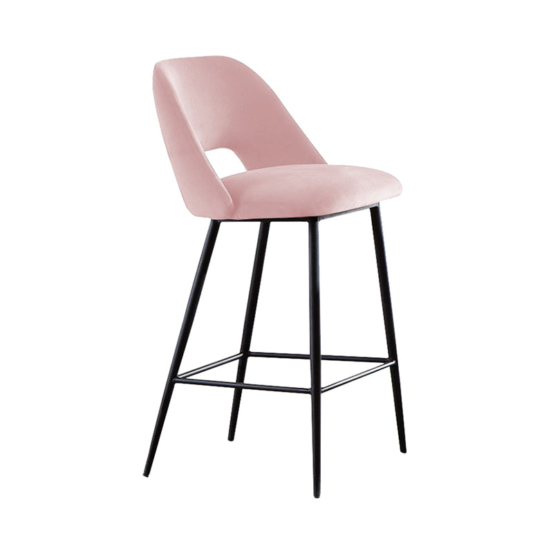 Taburete de bar tapizado de metal contemporáneo, taburete de bar Bristol con respaldo bajo para cocina