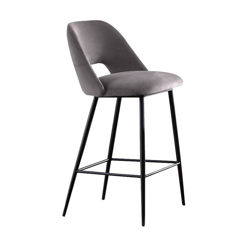 Taburete de bar tapizado de metal contemporáneo, taburete de bar Bristol con respaldo bajo para cocina