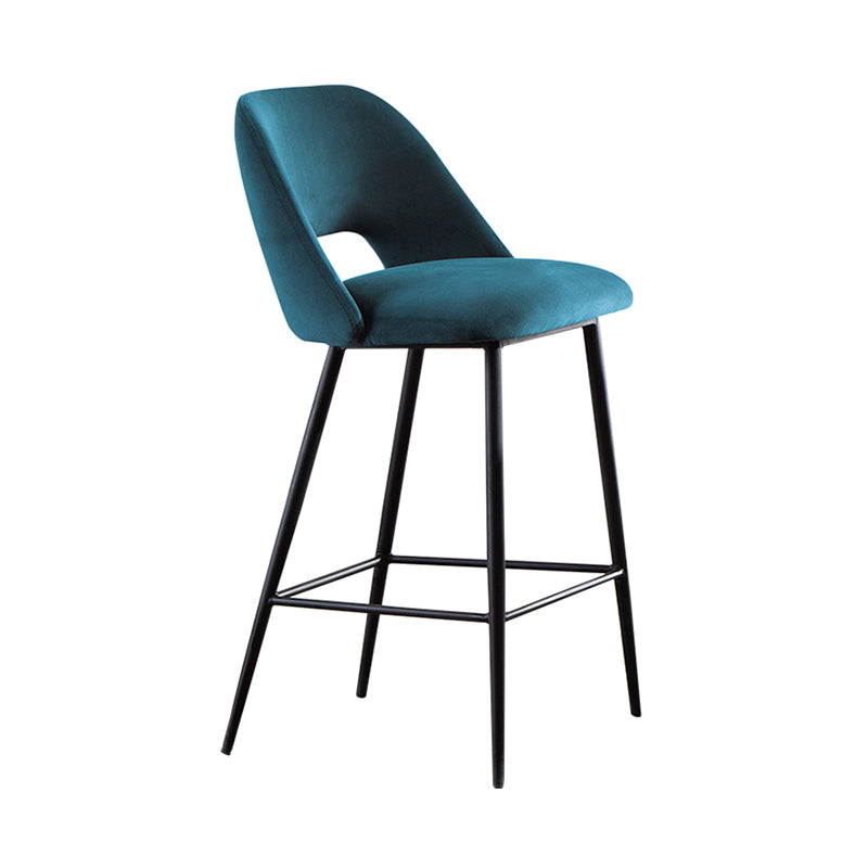Taburete de bar tapizado de metal contemporáneo, taburete de bar Bristol con respaldo bajo para cocina