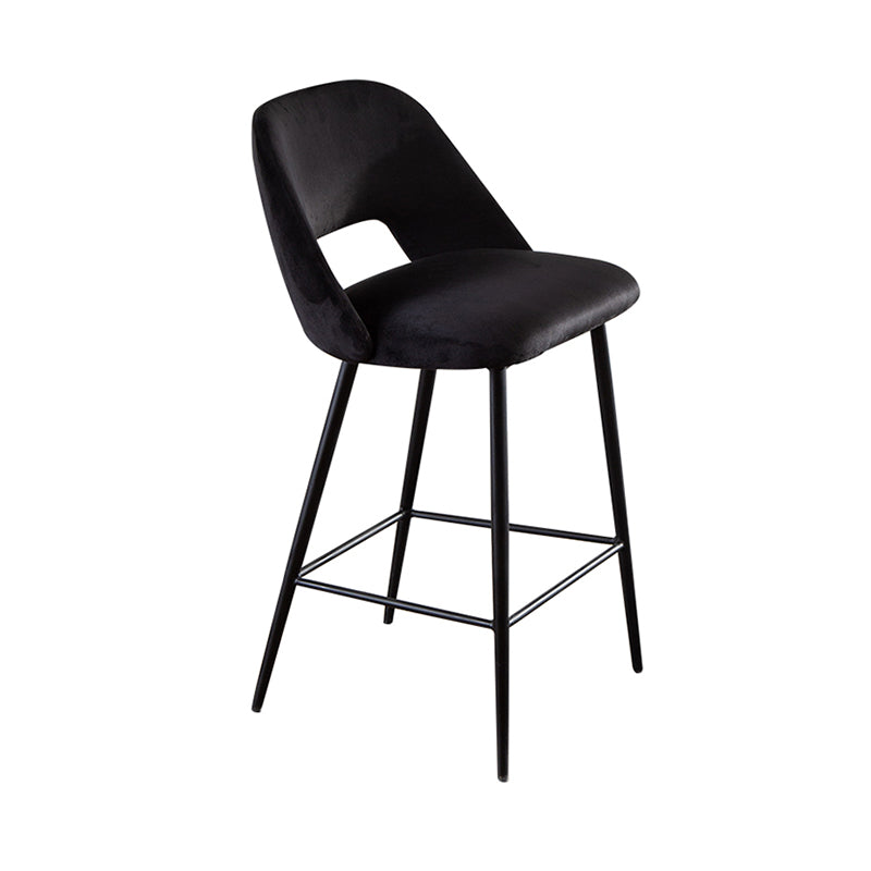 Taburete de bar tapizado de metal contemporáneo, taburete de bar Bristol con respaldo bajo para cocina