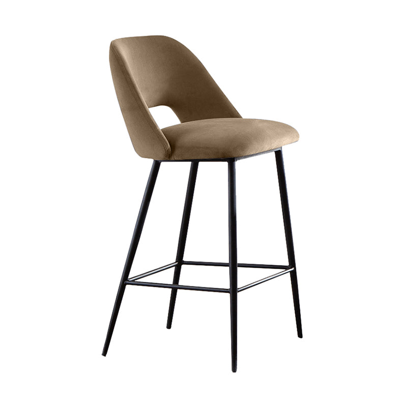 Taburete de bar tapizado de metal contemporáneo, taburete de bar Bristol con respaldo bajo para cocina