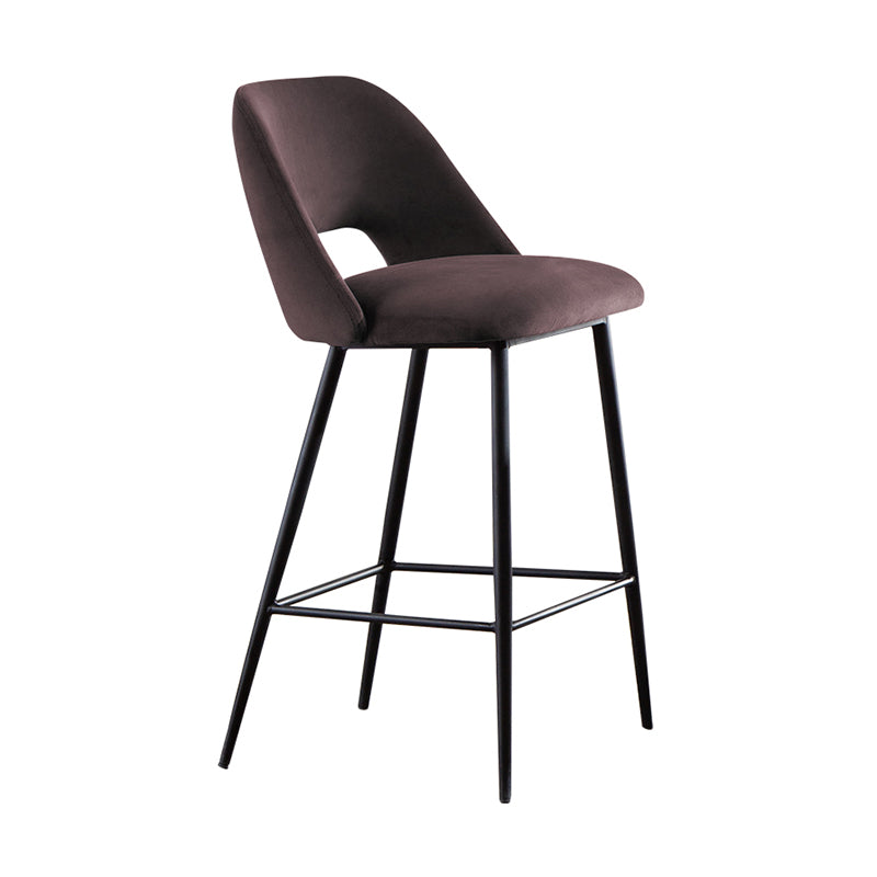 Taburete de bar tapizado de metal contemporáneo, taburete de bar Bristol con respaldo bajo para cocina