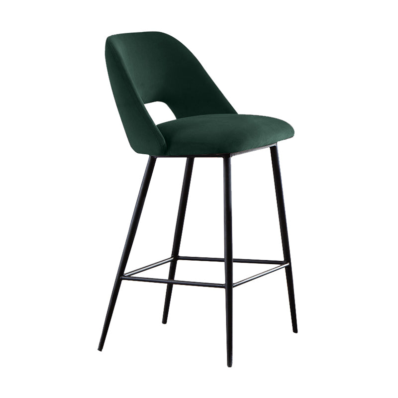 Taburete de bar tapizado de metal contemporáneo, taburete de bar Bristol con respaldo bajo para cocina