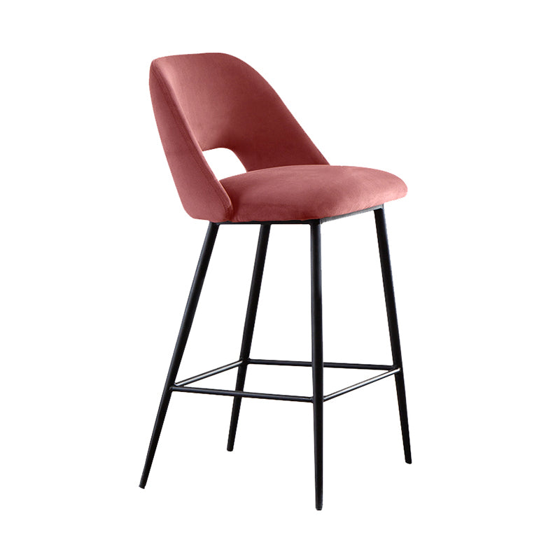 Taburete de bar tapizado de metal contemporáneo, taburete de bar Bristol con respaldo bajo para cocina