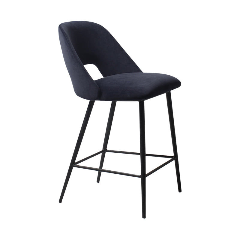 Taburete de bar tapizado de metal contemporáneo, taburete de bar Bristol con respaldo bajo para cocina