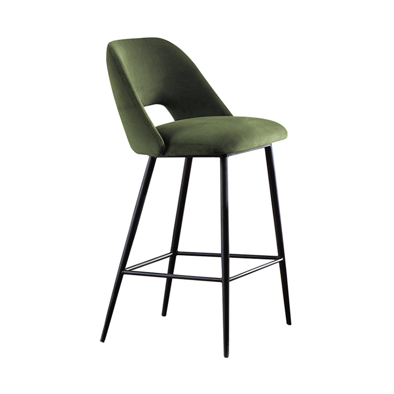 Taburete de bar tapizado de metal contemporáneo, taburete de bar Bristol con respaldo bajo para cocina