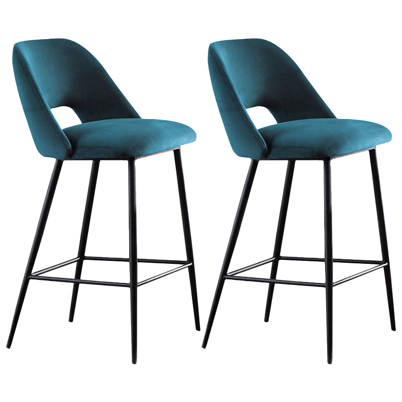 Taburete de bar tapizado de metal contemporáneo, taburete de bar Bristol con respaldo bajo para cocina