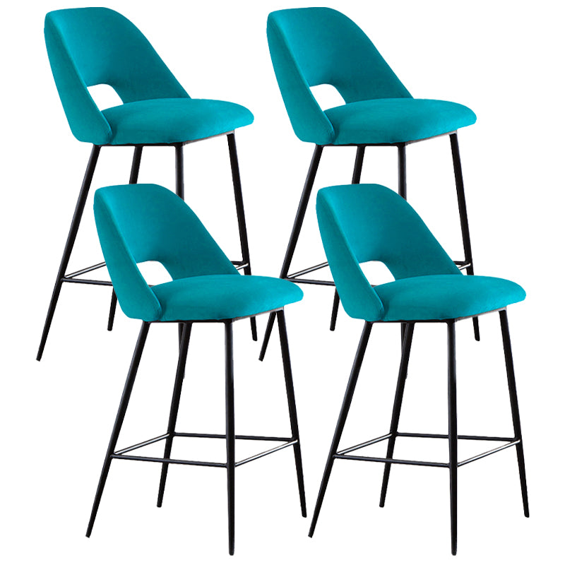 Taburete de bar tapizado de metal contemporáneo, taburete de bar Bristol con respaldo bajo para cocina